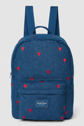 STUDIO NOOS - Denim Midi Backpack - Dark Blue Red Hearts