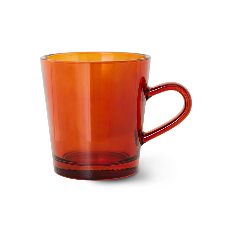 HK LIVING - 70s glassware: coffee cups amber brown