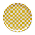 BLU KAT - Dienblad rond Checker mosterd - 38 cm