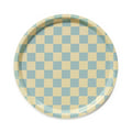 BLU KAT - Dienblad rond Checker Citroen geel/zeeschuim - 31 cm