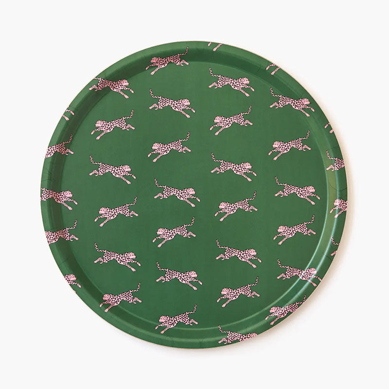 BLU KAT - Dienblad rond Luipaard groen - 38 cm