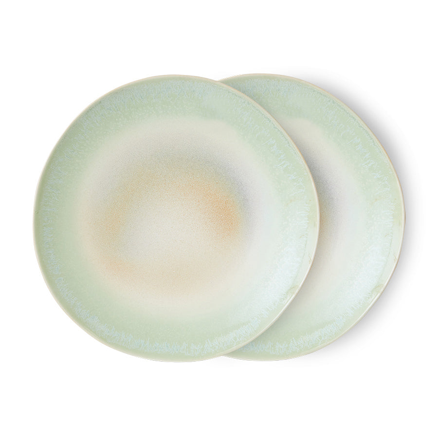 HK LIVING - 70s ceramics: dinner plates Palms, set of 2