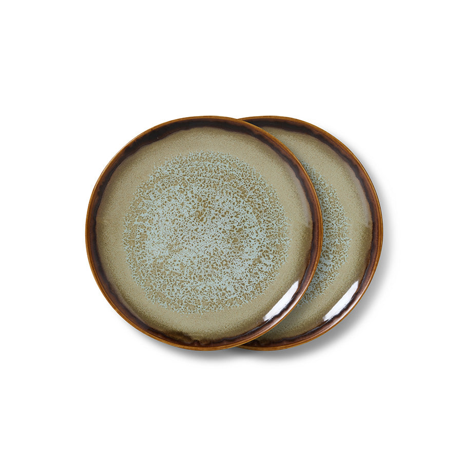 HK LIVING - 70s ceramics: dessert plates contrast, set of 2