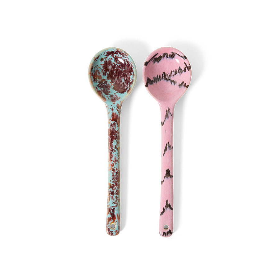 HK LIVING - 70s ceramics: serving spoons sprinkle, set of 2