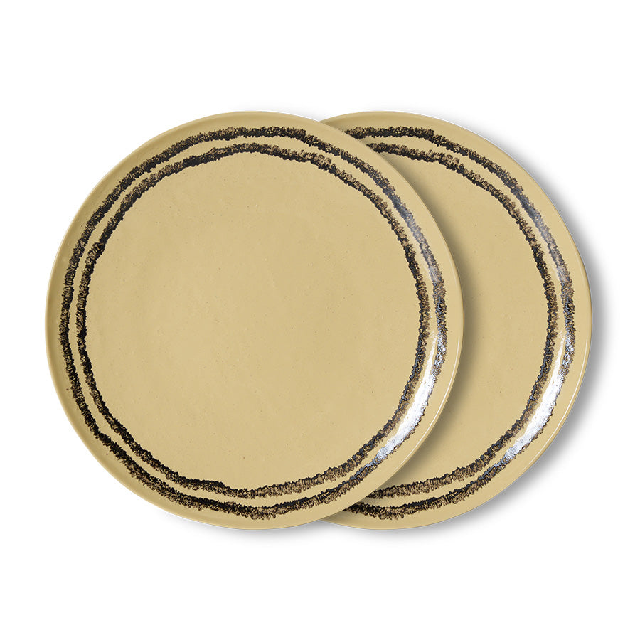 HK LIVING - 70s ceramics: dinner plate vanilla, set of 2