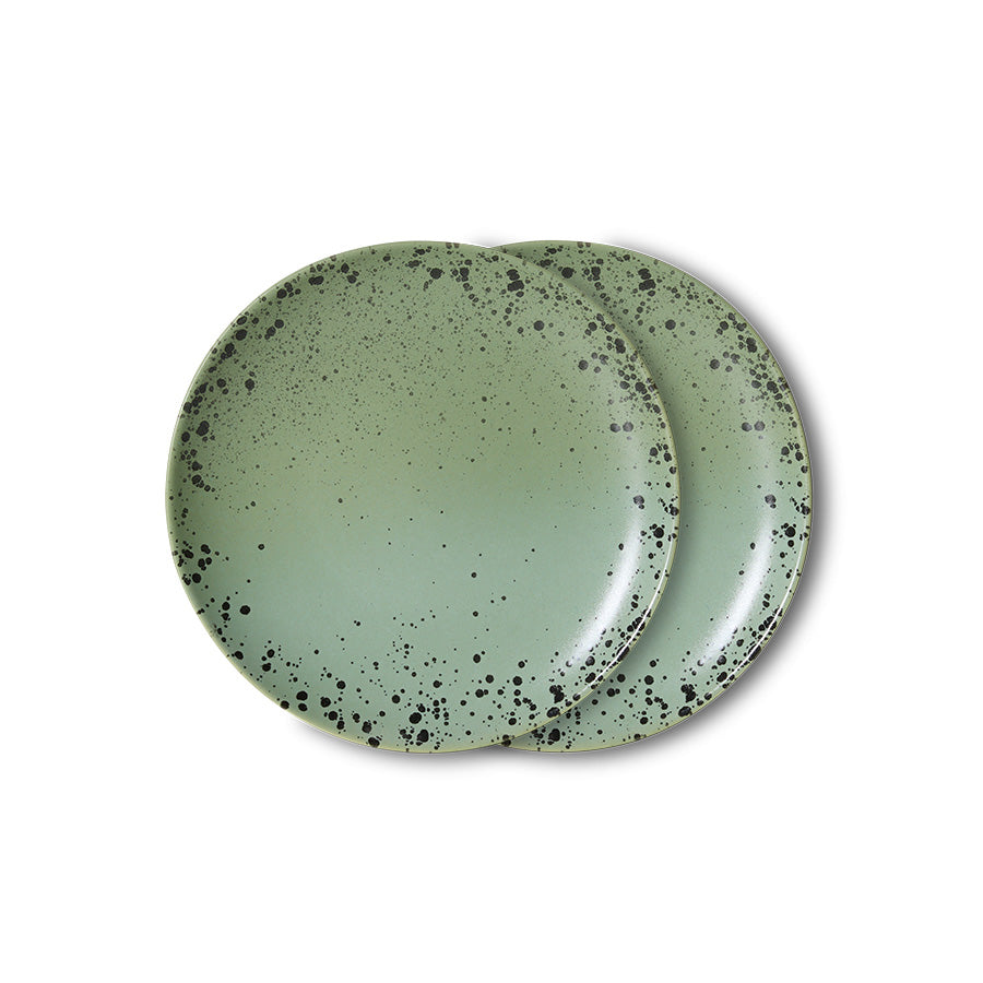 HK LIVING - 70s ceramics: dessert plate fleck, set of 2