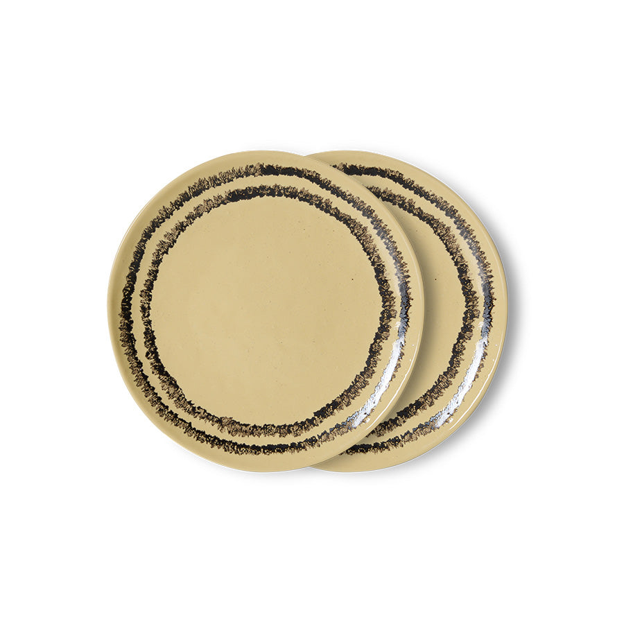 HK LIVING - 70s ceramics: dessert plate vanilla, set of 2
