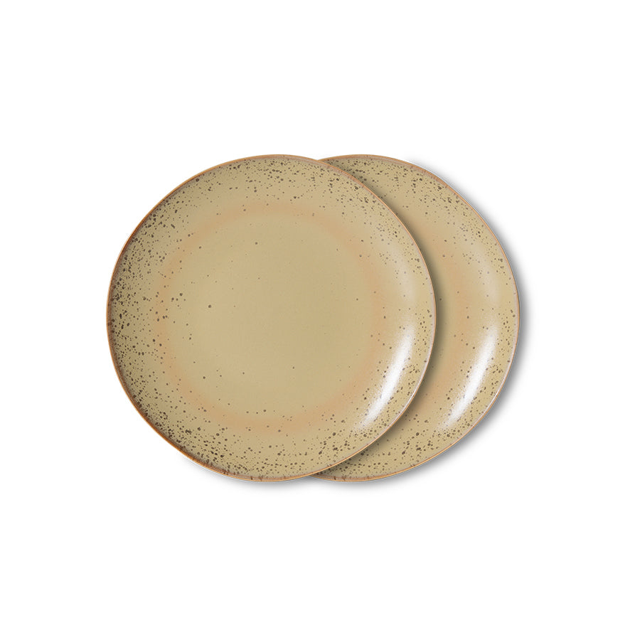 HK LIVING - 70s ceramics: dessert plate grit, set of 2