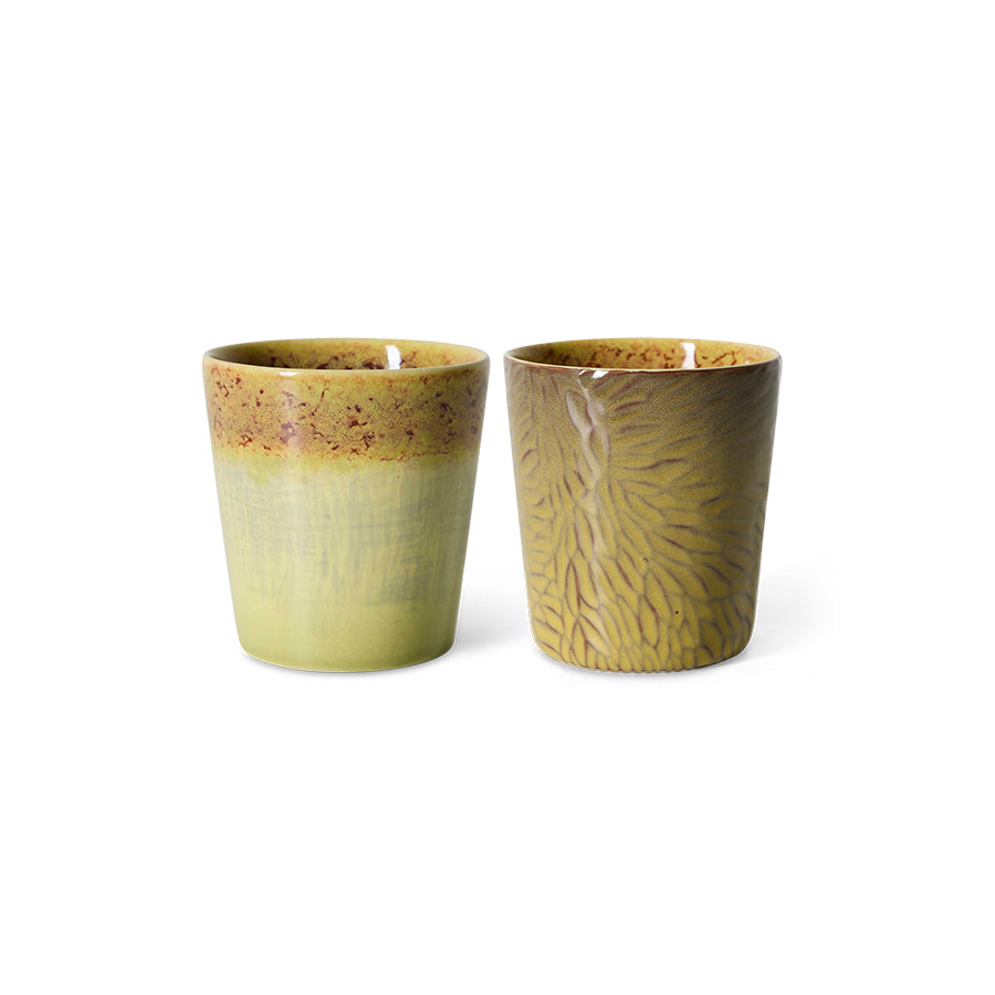 HK LIVING - 70s ceramics: Van Gogh coffee mugs sunflowers, set of 2