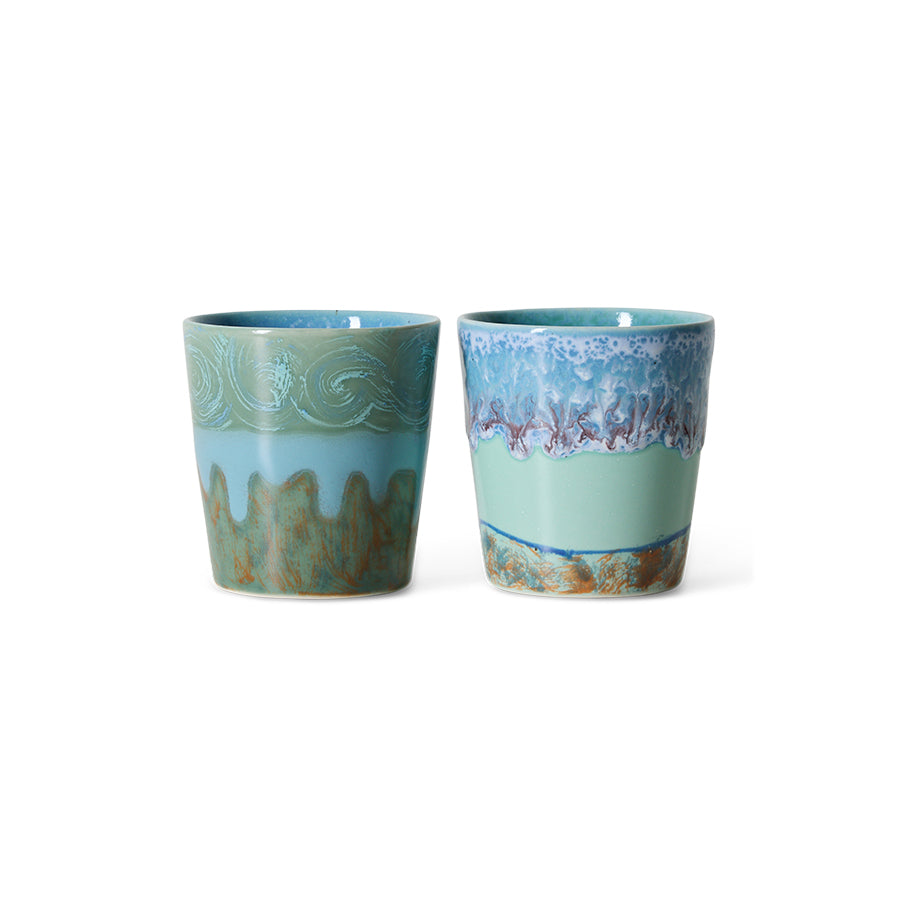 HK LIVING - 70s ceramics: Van Gogh coffee mugs self portrait, set of 2