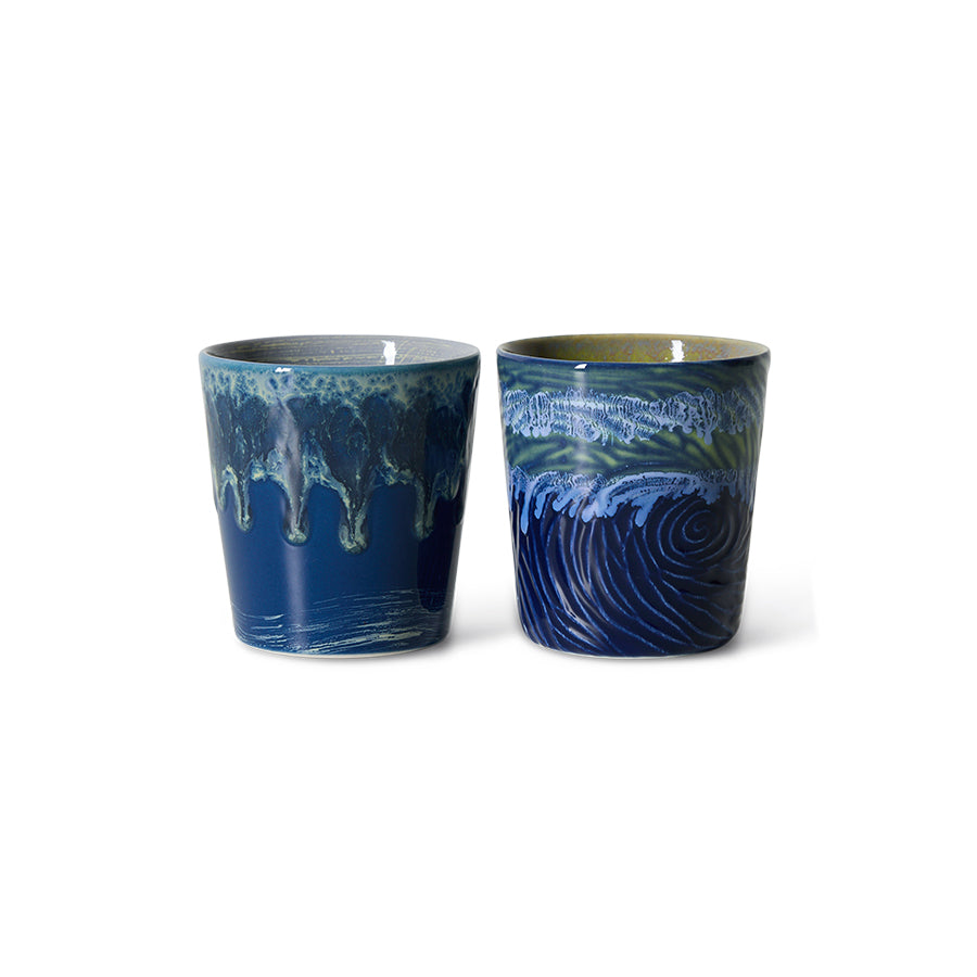 HK LIVING - 70s ceramics: Van Gogh coffee mugs starry night, set of 2