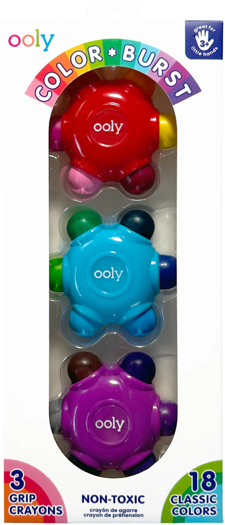 OOLY - Color Burst Grip Crayons - Set of 3 / 18 Colors