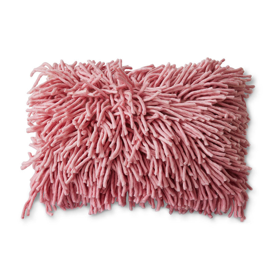 HK LIVING - Rugged woolen cushion pink