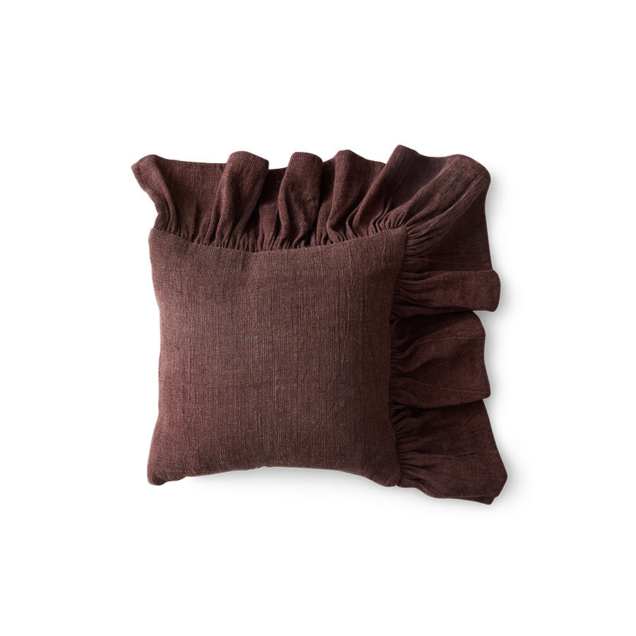HK LIVING - Ruffle cushion, chestnut