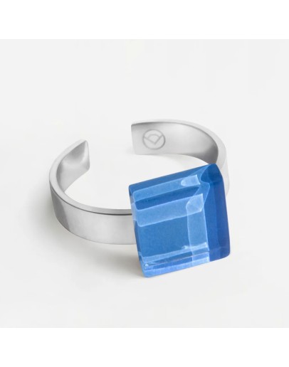 ALEXASCHA - Ring with glass stone - Azure blue