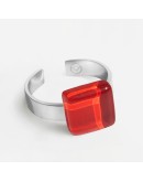 ALEXASCHA - Ring with glass stone - Cherry red