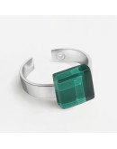 ALEXASCHA - Ring with glass stone - Emerald green