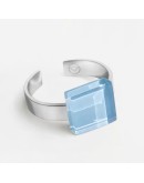 ALEXASCHA - Ring with glass stone - Sky blue