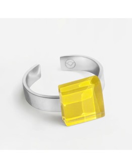 ALEXASCHA - Ring with glass stone - Lemon yellow