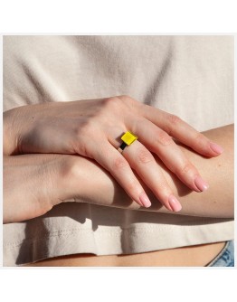 ALEXASCHA - Ring with glass stone - Lemon yellow