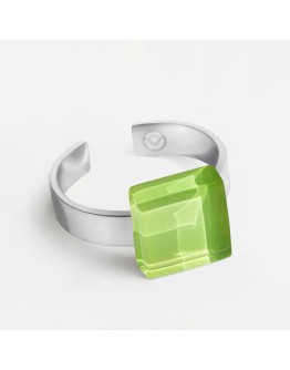 ALEXASCHA - Ring with glass stone - Limegreen