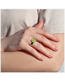 ALEXASCHA - Ring with glass stone - Limegreen