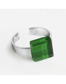 ALEXASCHA - Ring with glass stone - Moss green