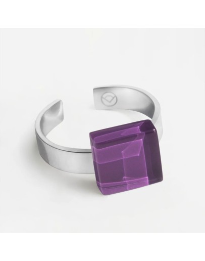 ALEXASCHA - Ring with glass stone -  Amethyst purple