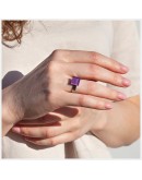 ALEXASCHA - Ring with glass stone -  Amethyst purple