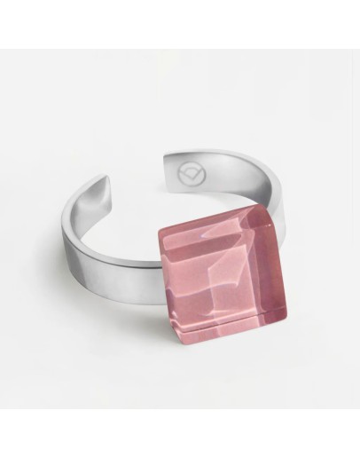 ALEXASCHA - Ring with glass stone -  Quartz pink