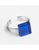 ALEXASCHA - Ring with glass stone - Saphir bleu