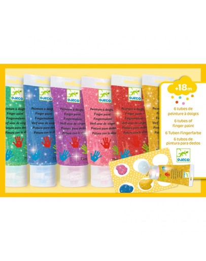 DJECO - Vingerverf Glitter - 6 tubes