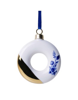 HEINEN DELFTSBLAUW - Kerstornament donut - Keramiek - 8 cm