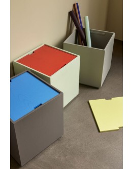 HÜBSCH - Vault Side Table/Storage Box Grey/Yellow
