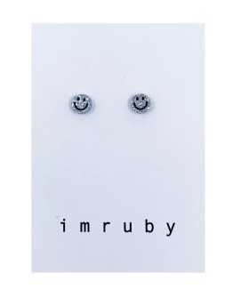 IMRUBY - Oorbellen set Bibi - Smiley zilver glitter