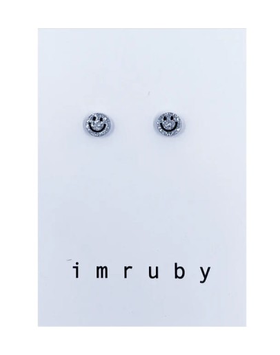 IMRUBY - Oorbellen set BIBI - Smiley zilver glitter