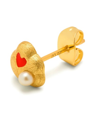 LULU COPENHAGEN - Earring Magic Stone Heart 1 pcs - Gold plated