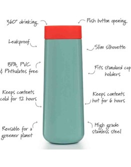 LUND - Travel Mug - Mint & Coral - 350ml