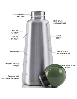 LUND - Skittle Bottle - Stainles steel & Khaki - 500ml