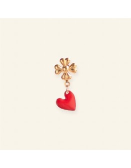 MABLE - Oorbel Clover Heart - Red