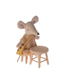 MAILEG - Table and stool set, Mouse