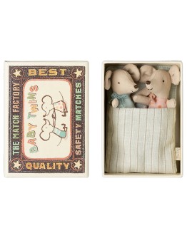 MAILEG - Twins, Baby mice in matchbox