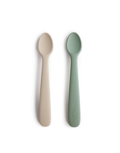 MUSHIE - Baby spoon set - Cambridge blue/Shifting sand