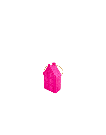 HOUSEVITAMIN - Kersthanger Huisje Keramiek - Neon Roze