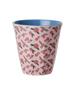 RICE - Medium Melamine Beker - Pink - A Rose is a Rose Print