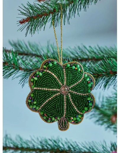 RICE - Clover Beads Christmas Ornament - Green