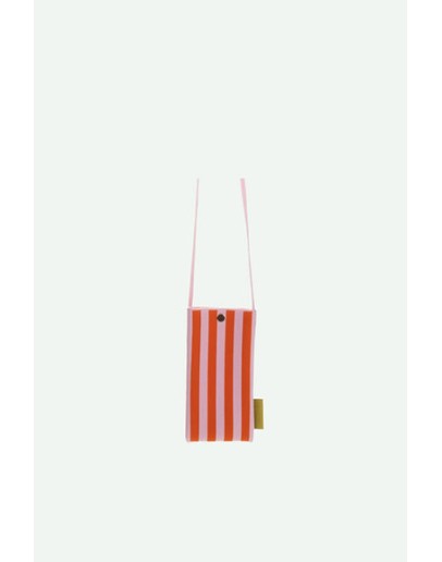 STICKY SIS CLUB - Phone pouch | knitted stripes | dolce pink + arancia orange