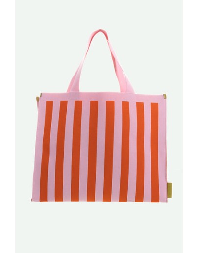 STICKY SIS CLUB - Shopper | knitted stripes | dolce pink + arancia orange