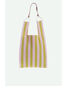 STICKY SIS CLUB - market bag | knitted stripes | dolce pink + lemon leaf