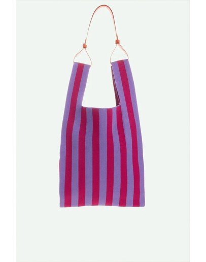 STICKY SIS CLUB - market bag | knitted stripes | positano purple + sunset lilac